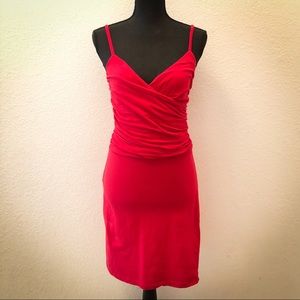 Crossfront Ruched Red Spaghetti Top Minidress